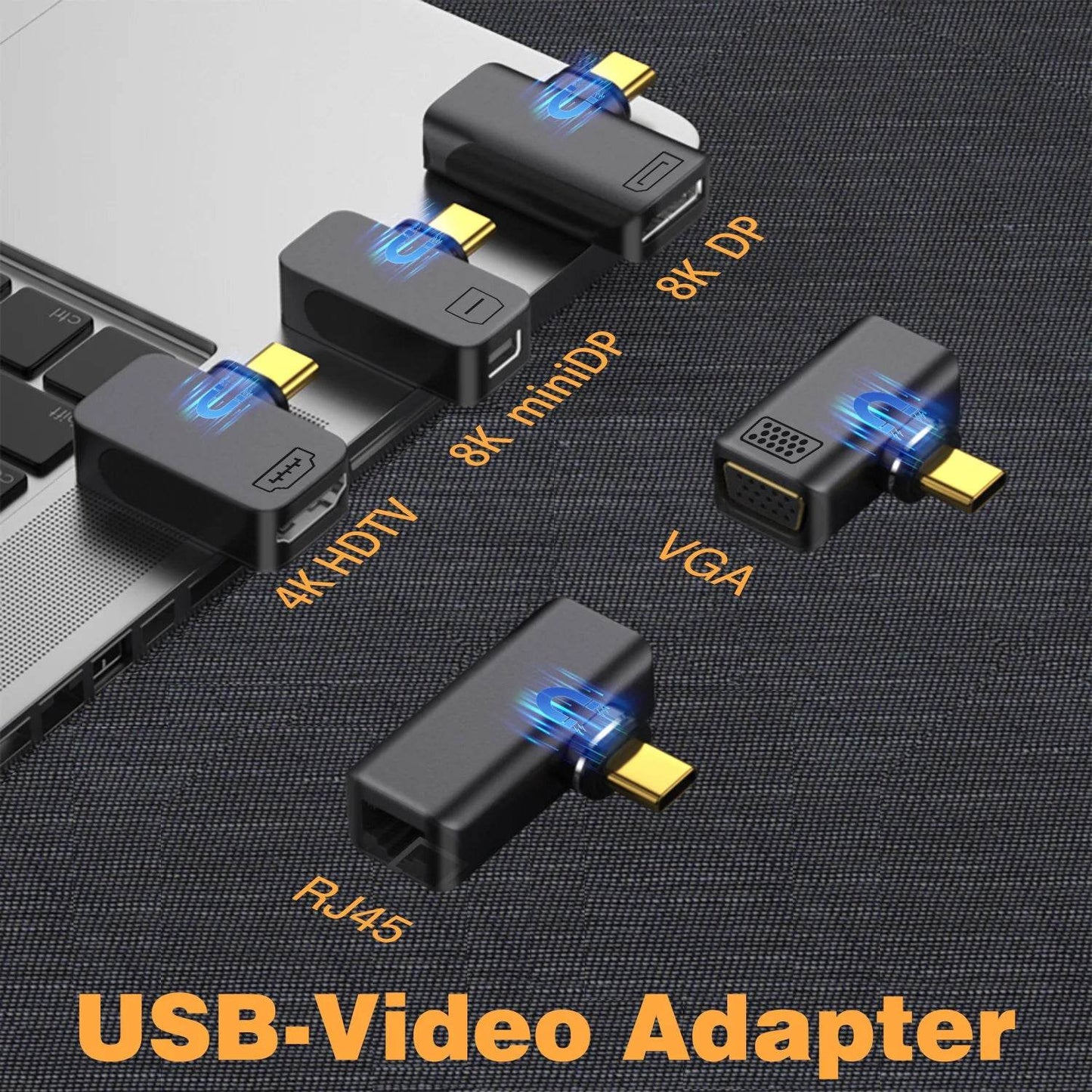 Adaptor Magnetic Type-C OTG Thunderbolt 4 - USB-A, HDMI, VGA, RJ45 - Venduqo