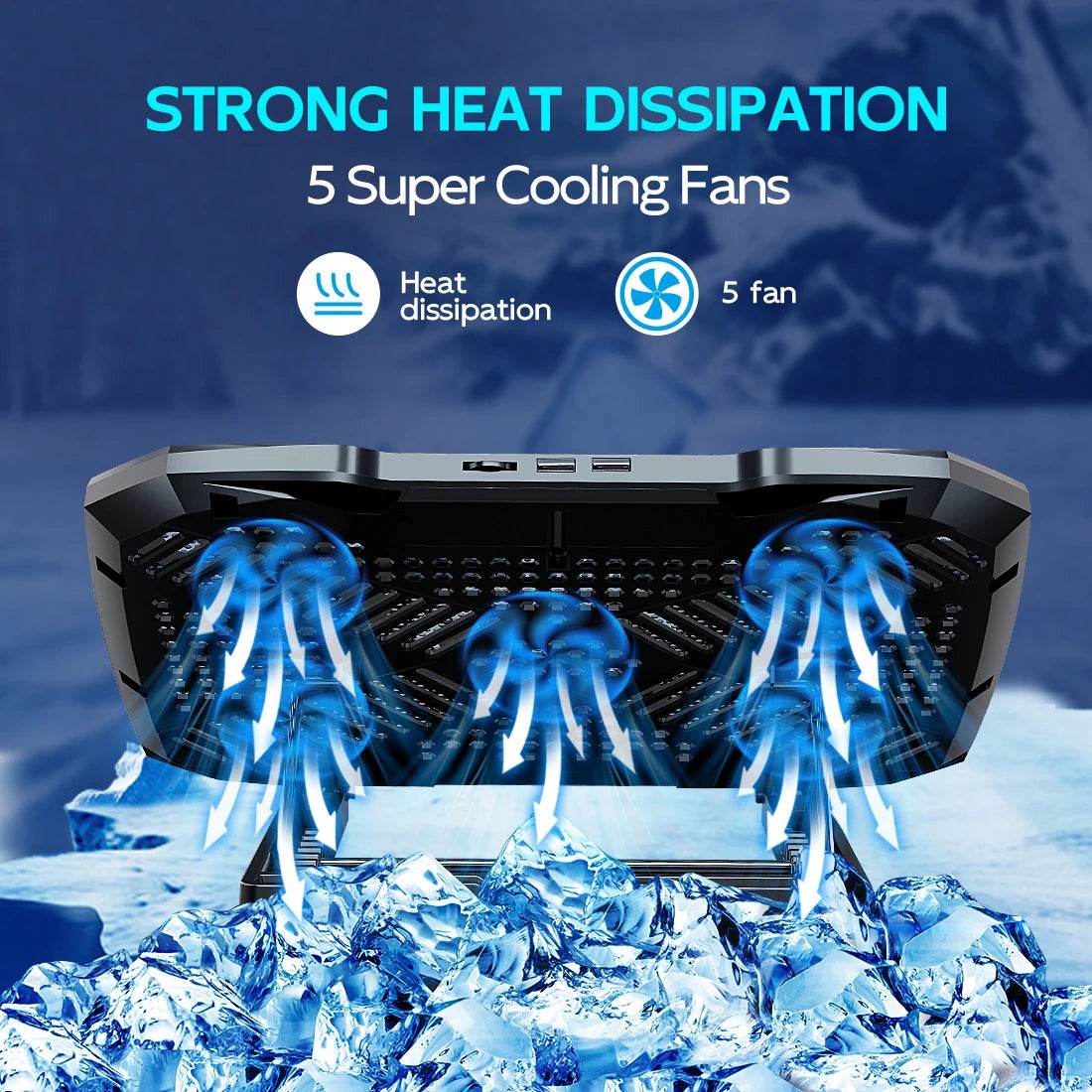 Răcitor Laptop COOLCOLD cu 5 Ventilatoare și Suport pentru Telefon - Venduqo