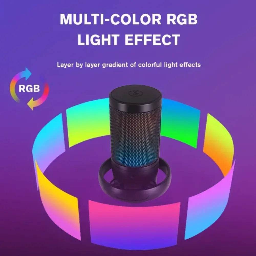 Microfon USB Condensator RGB pentru Gaming si Inregistrari - Venduqo