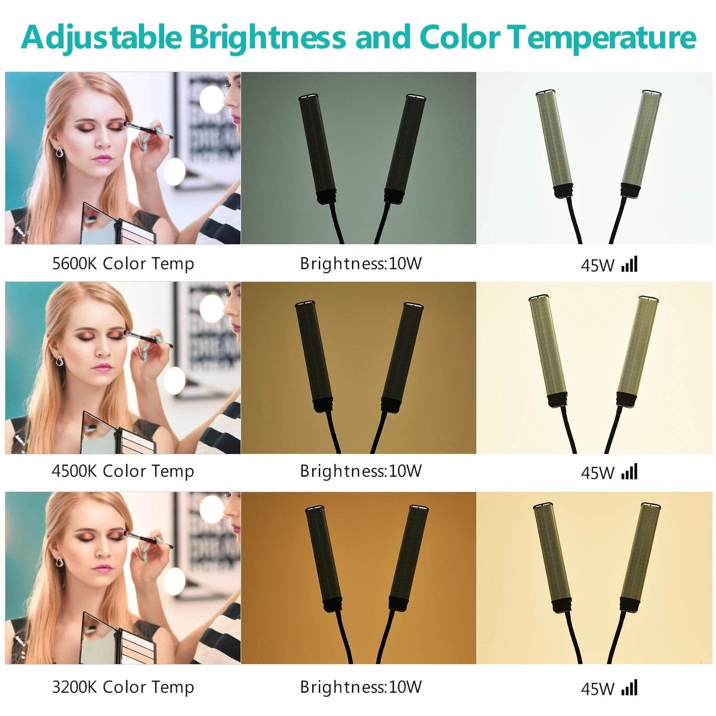 Lampa LED Flexibila cu Doua Brate Bi-color 3200K-4500K-5600K - Venduqo