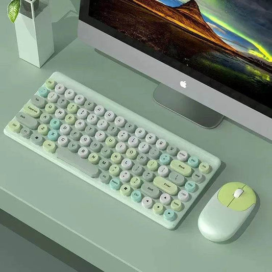 Wireless Retro Mini Keyboard and Mouse Set