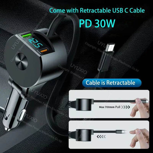 Încărcător Auto Rapid USB C PD 30W cu Display Tensiune - Venduqo
