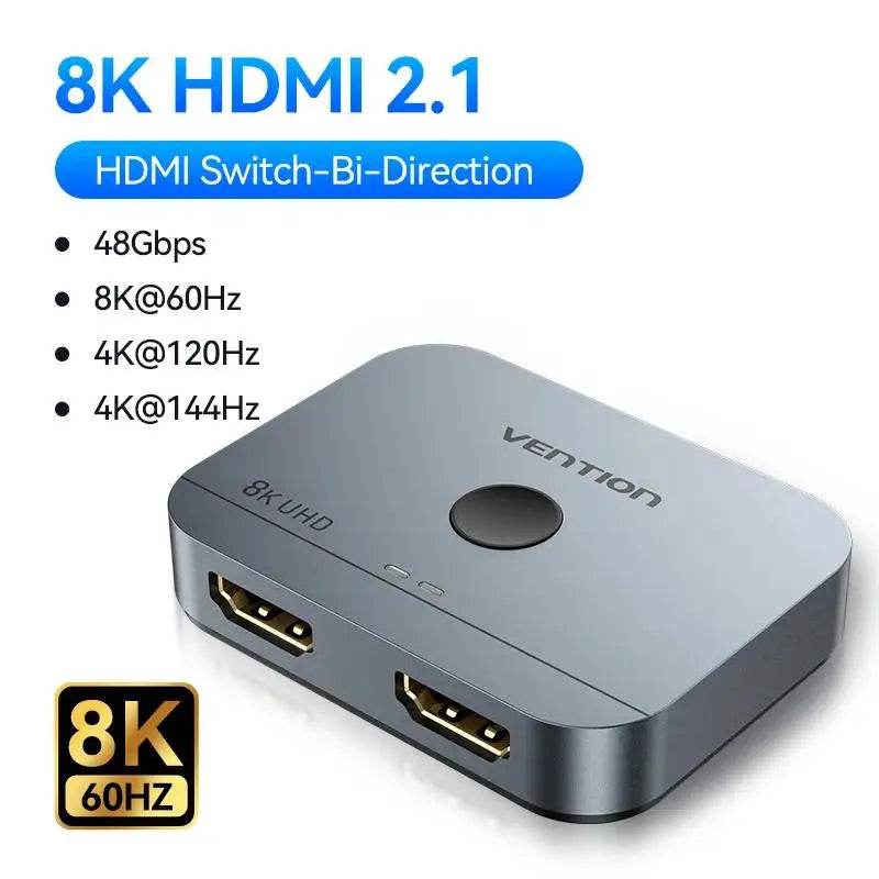 Vention HDMI 2.1 Splitter Switch 8K 60Hz 4K 120Hz 2 in 1 out - Venduqo