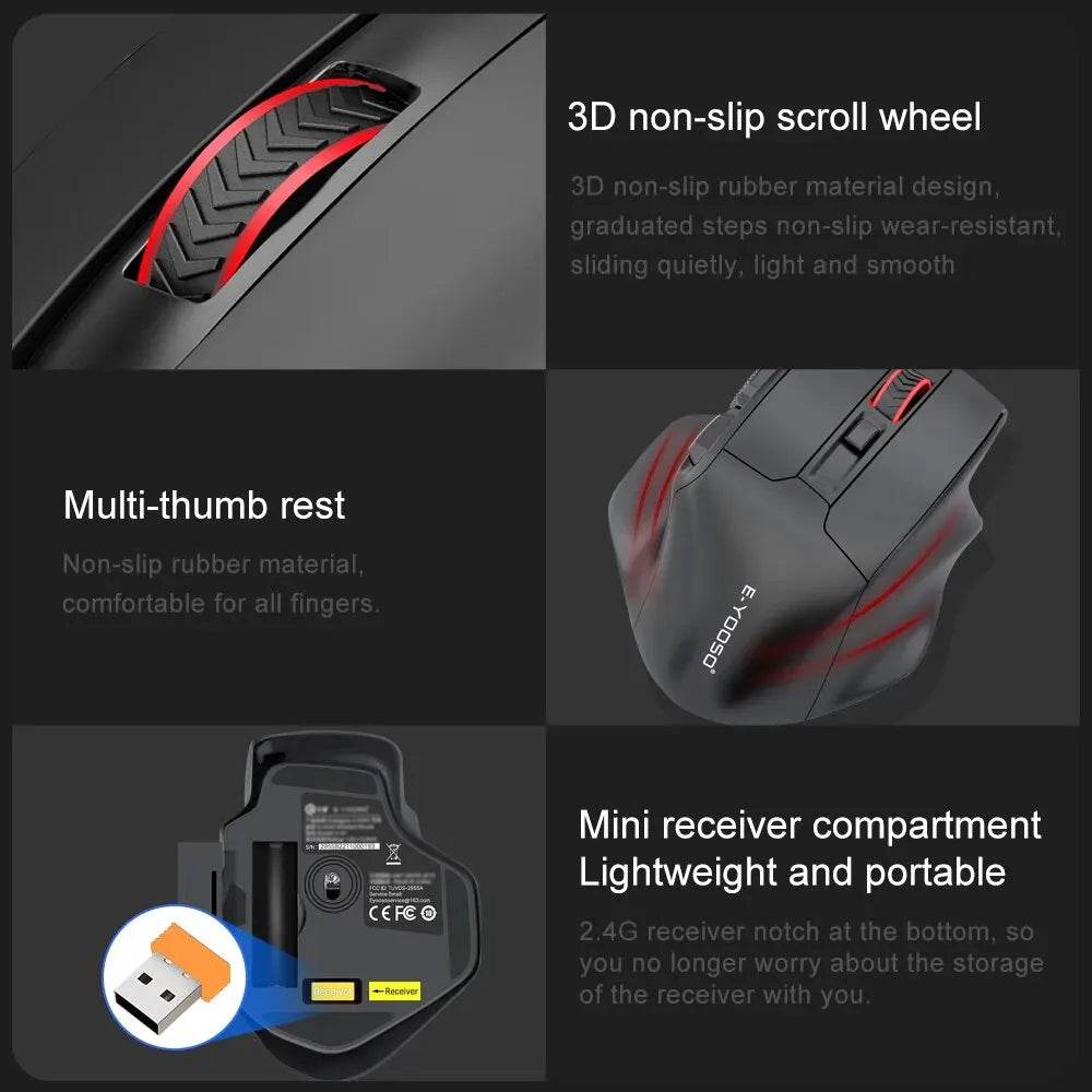 Șoarece de Gaming E-YOOSO X-31 Wireless USB 2.4G pentru Mâini Mari - Venduqo