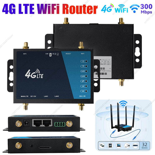 4G LTE Industrial WiFi Router 300Mbps with SIM Slot