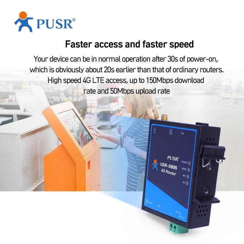 Router wireless industrial 4G LTE PUSR USR-G805 cu VPN - Venduqo