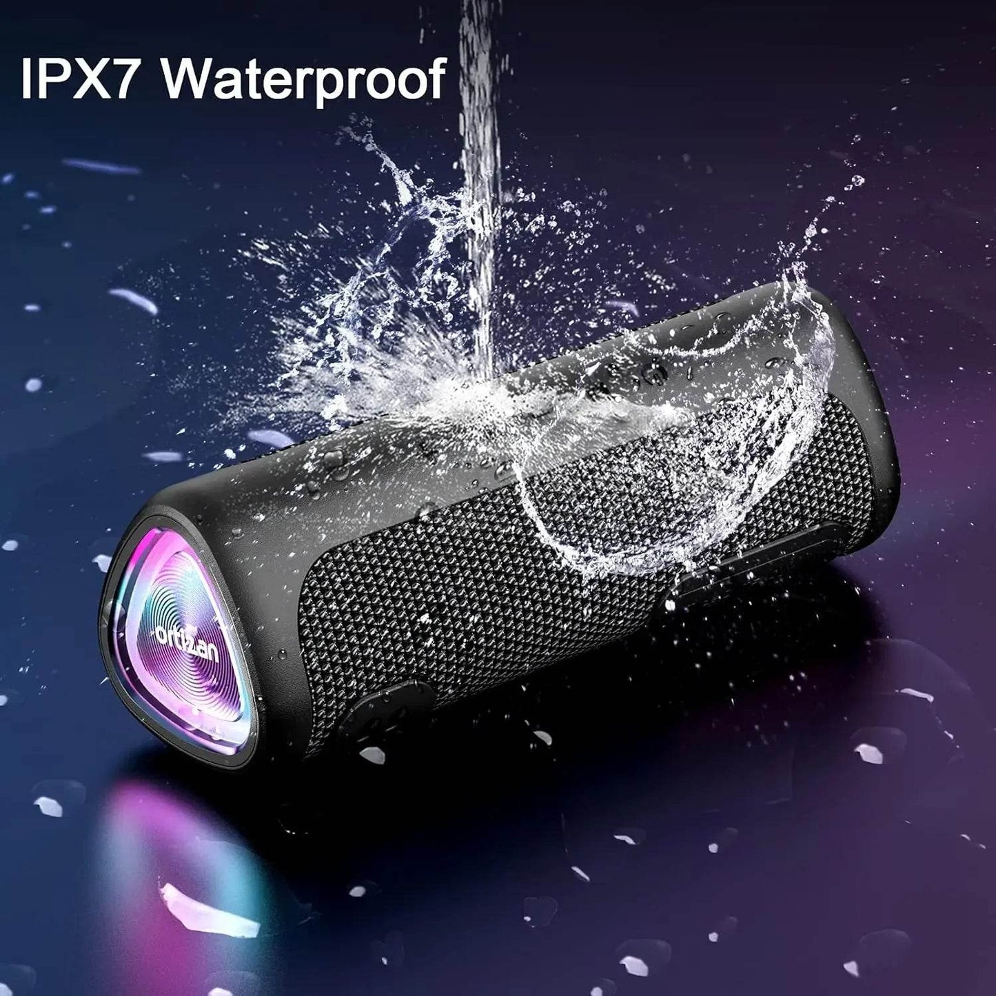 Difuzor Bluetooth Ortizan M7 - Bas Puternic, IPX7 Waterproof, Lumini RGB - Venduqo