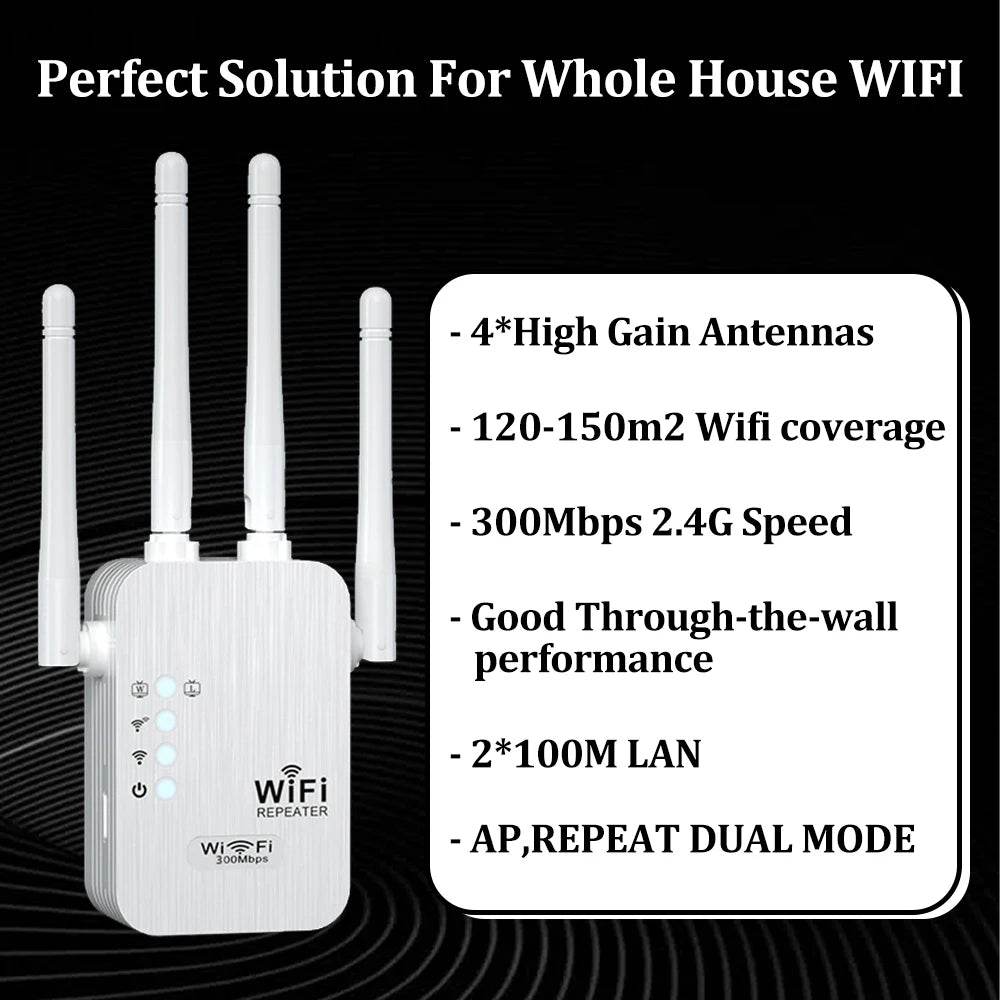 Repetitor WiFi OPTFOCUS 2.4G 300Mbps cu 2 LAN - Venduqo