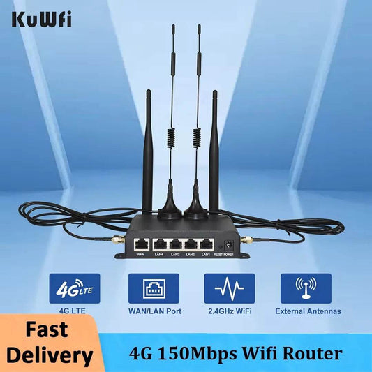 KuWFi 4G LTE Router - 300Mbps WiFi & 4 LAN Ports