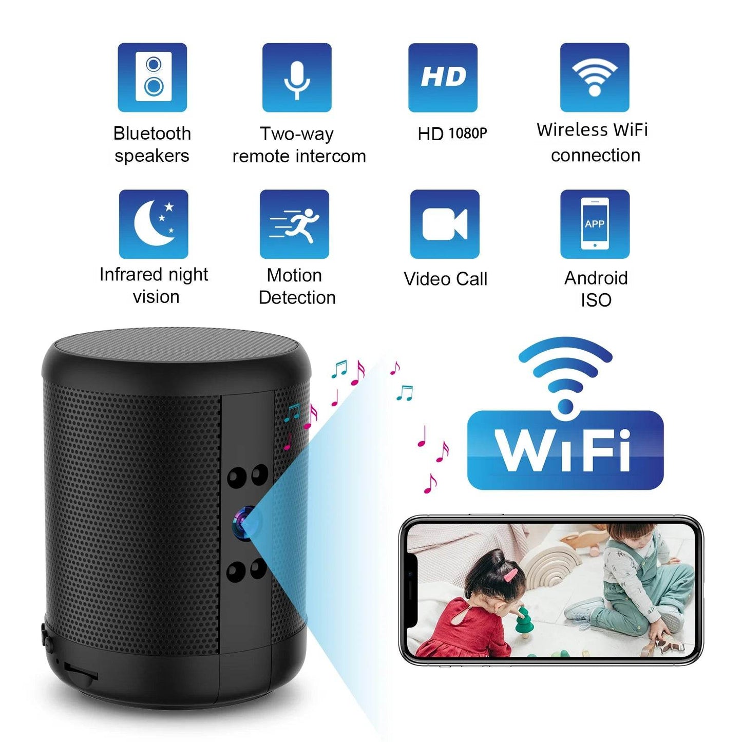 Cameră de Supraveghere Mini 4K HD cu Difuzor Bluetooth - Venduqo
