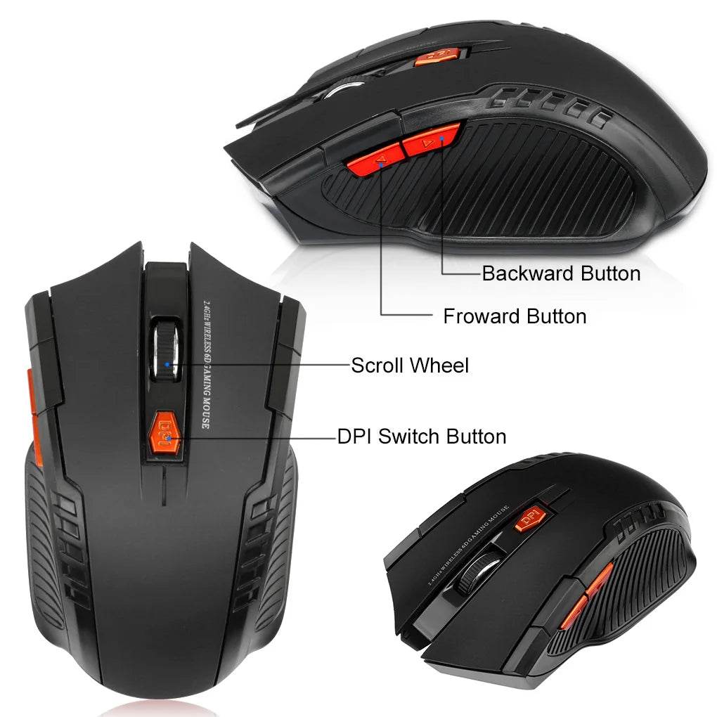 Mouse Wireless 2.4G 1600DPI pentru Gaming cu 6 Butoane - Venduqo