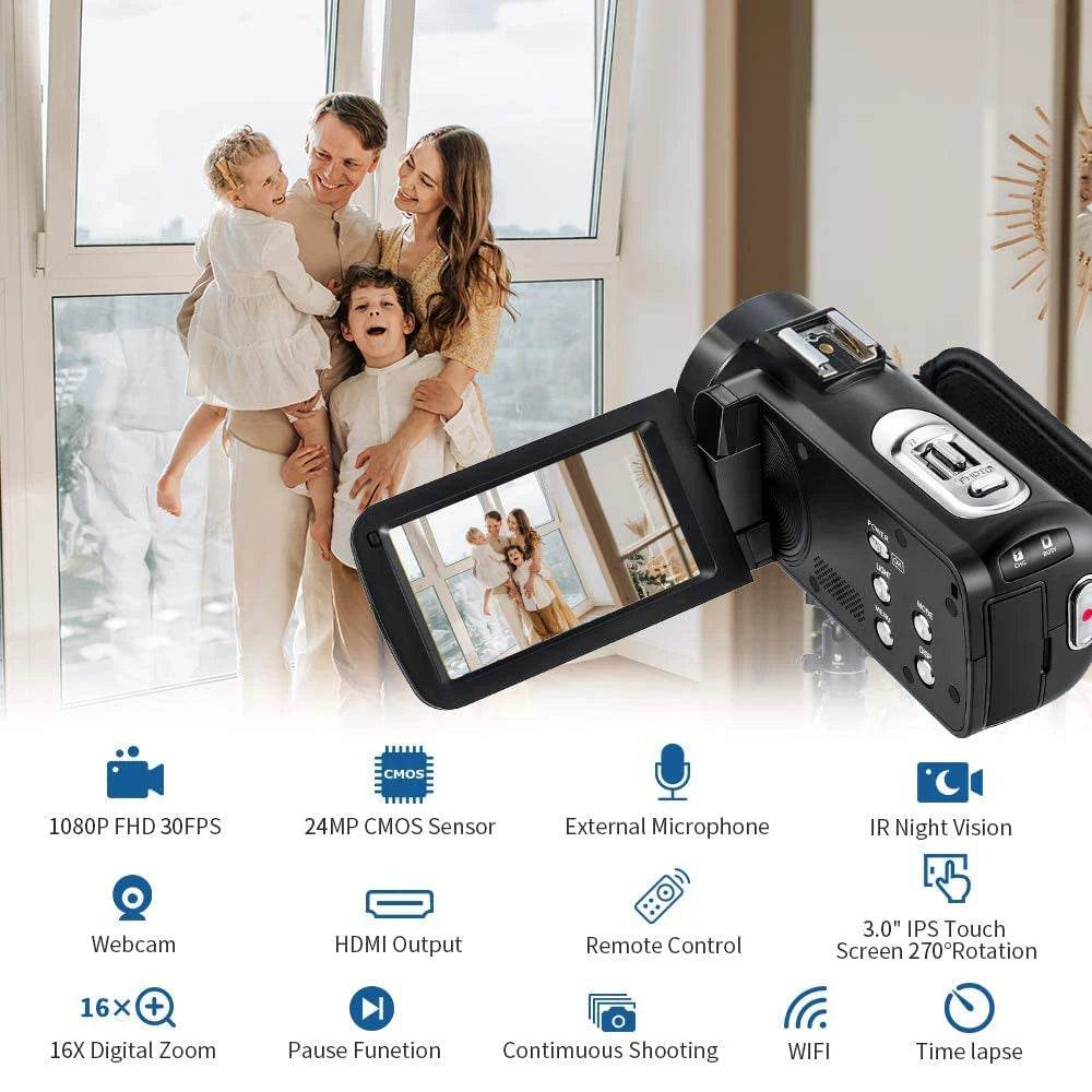 Cameră Digitală Ordro Z20 cu Viziune Night Vision 1080P - Venduqo