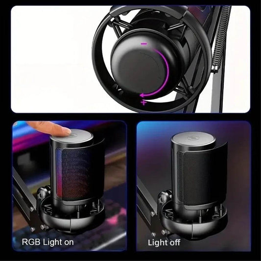 Microfon USB Condensator RGB pentru Gaming si Inregistrari - Venduqo