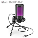 Microfon de Gaming RGB USB AmpliGame - Mute cu Atins Ușor, Tripod Inclus - Venduqo