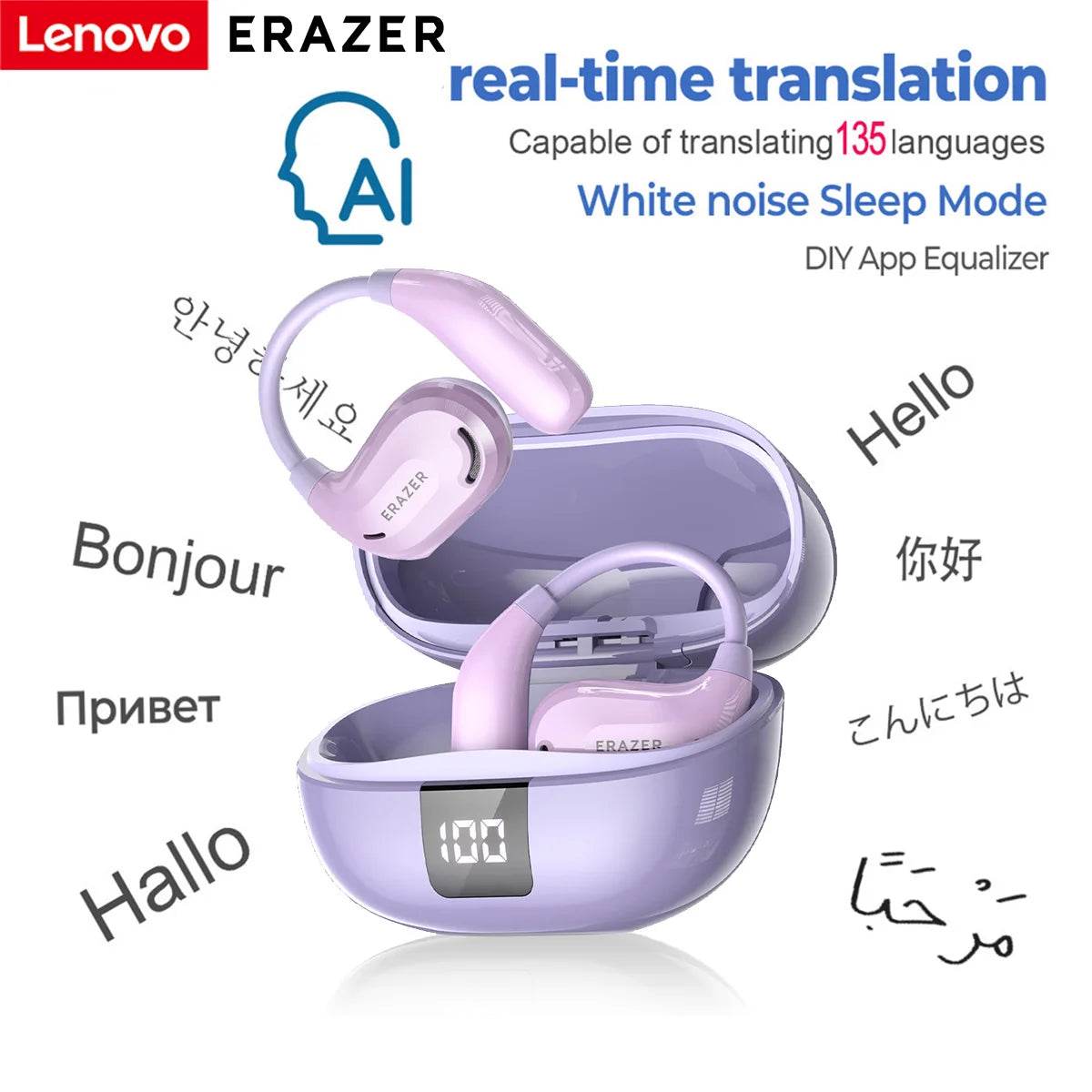 Căști Bluetooth ERAZER XT66PRO ASMR cu Traducător AI - Venduqo