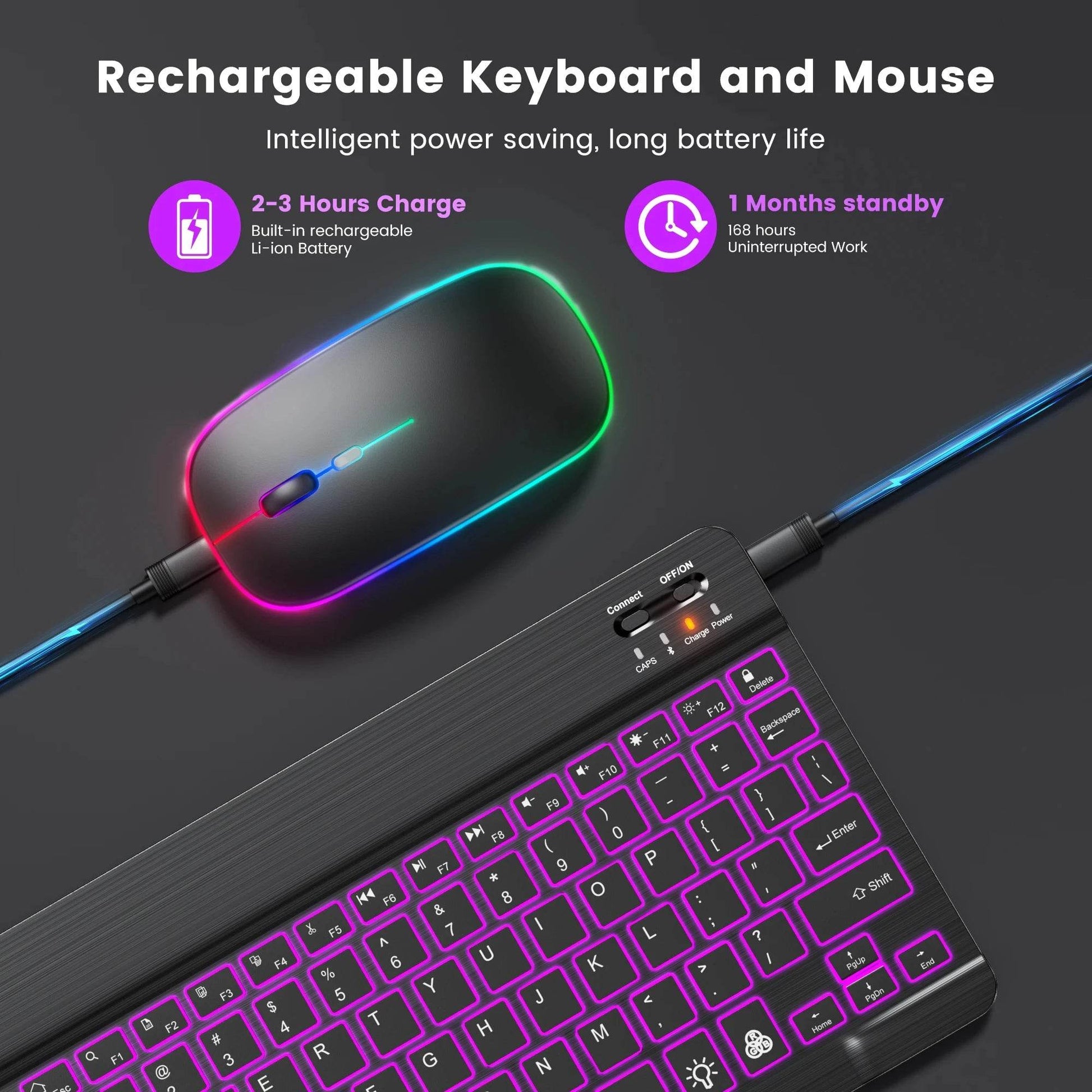 Mini Tastatură Bluetooth RGB Wireless 10 Inch - Venduqo