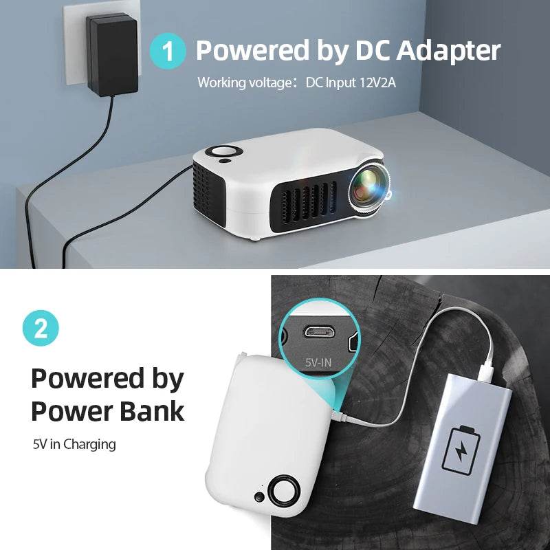 Proiector Mini Portabil A2000 3D LED pentru Cinema Acasă - Venduqo