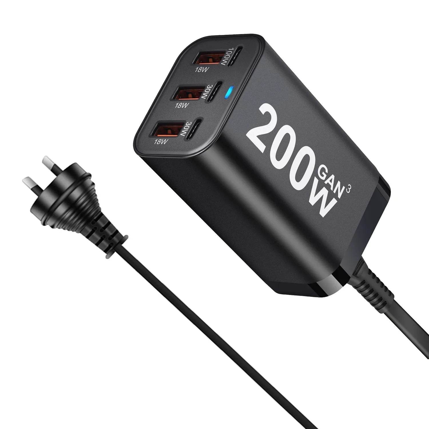 Încărcător rapid USB C 200W cu 6 porturi GaN - Venduqo