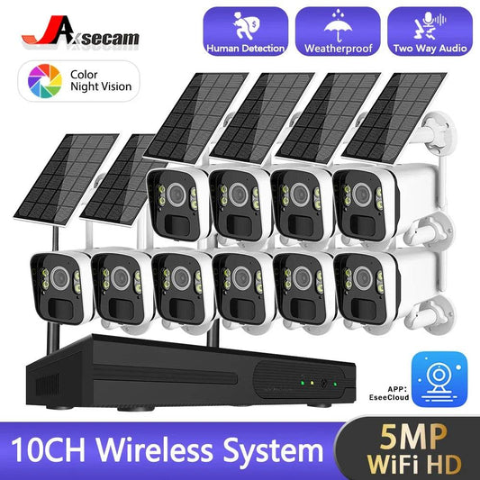 Jaxcam Solar WiFi Security Camera 10CH 5MP with NVR