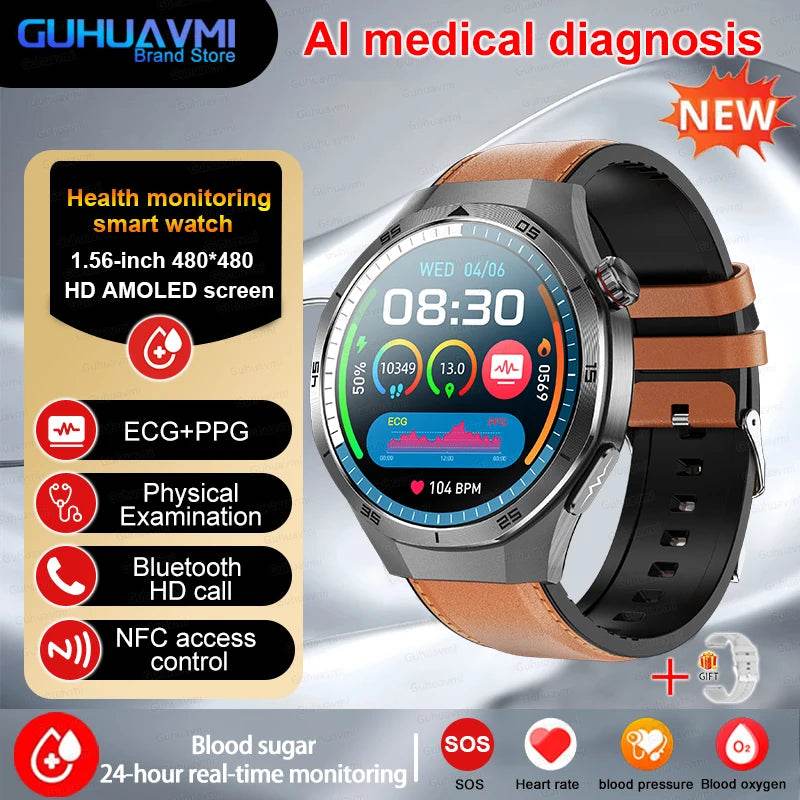 Ceas inteligent medical NFC 2025 cu monitorizare sănătate - Venduqo