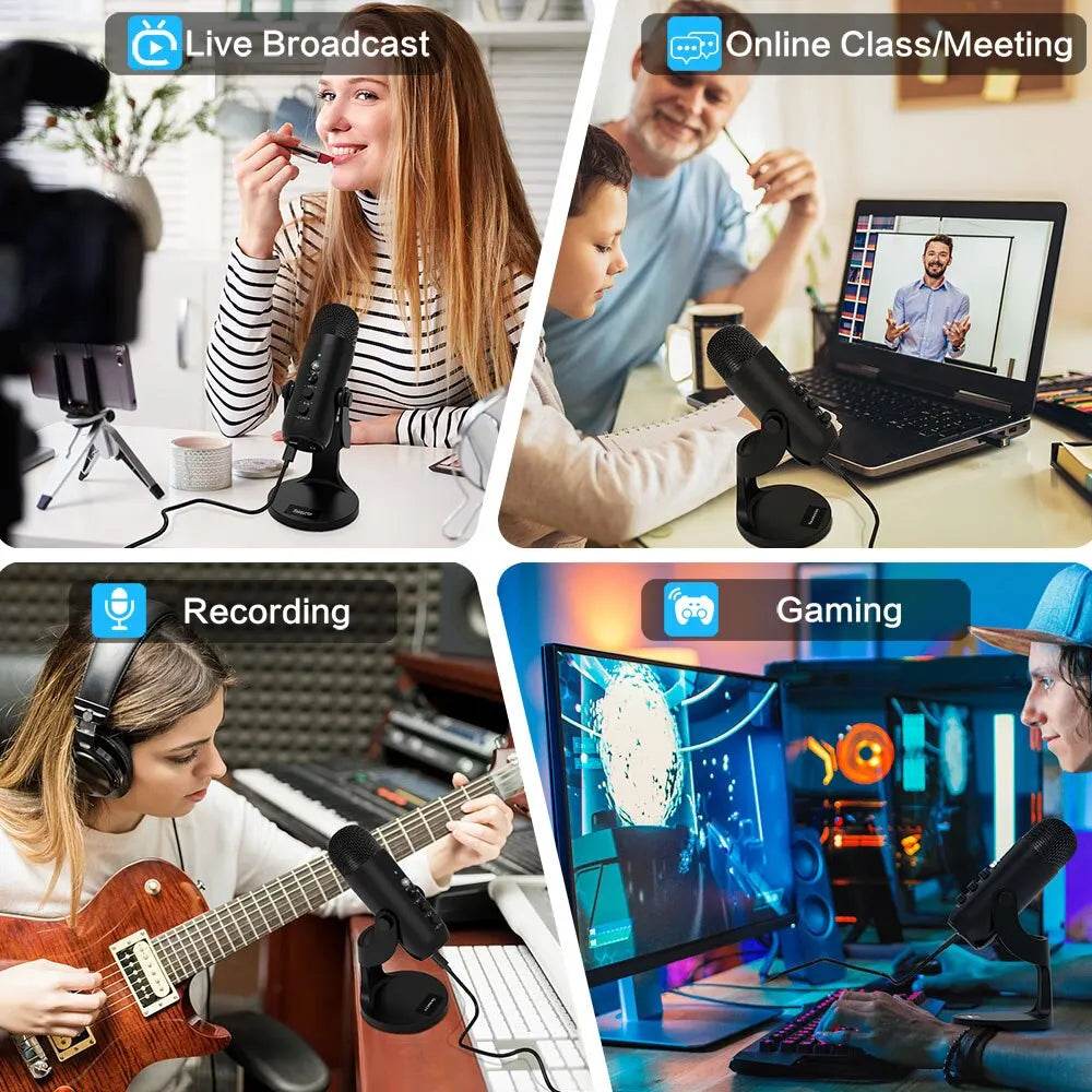 Microfon USB Haomuren pentru PC si Mac – Gaming si Podcast - Venduqo