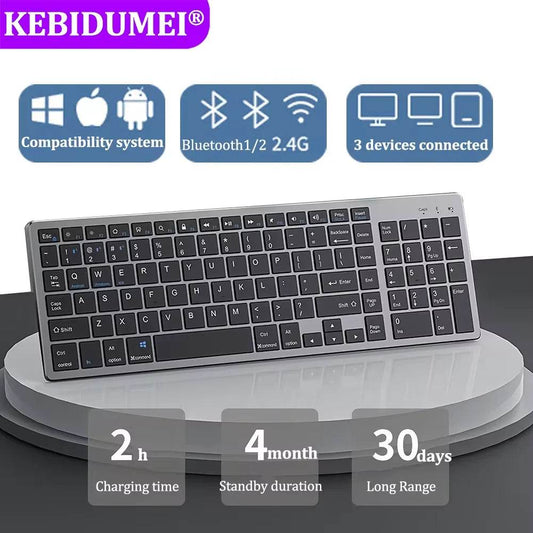 Dual Bluetooth 2.4G Wireless Keyboard with USB-C