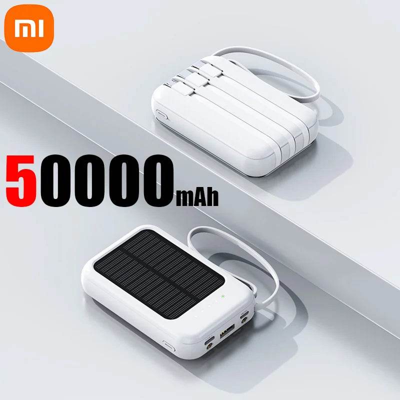 Power Bank Solar Xiaomi 50000mAh 4 în 1 cu Cabluri Incorporate - Venduqo