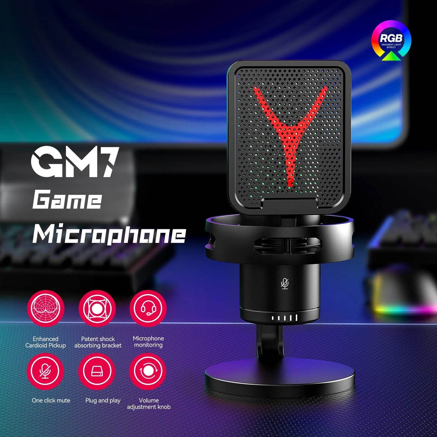 Microfon Gaming Profesional Condensator USB RGB - Venduqo