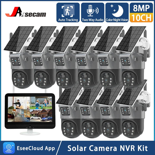 4K Solar PTZ Camera with Dual Lenses & 12.5" LCD Monitor