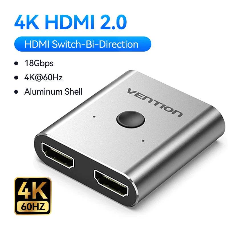 Vention HDMI 2.1 Splitter Switch 8K 60Hz 4K 120Hz 2 in 1 out - Venduqo