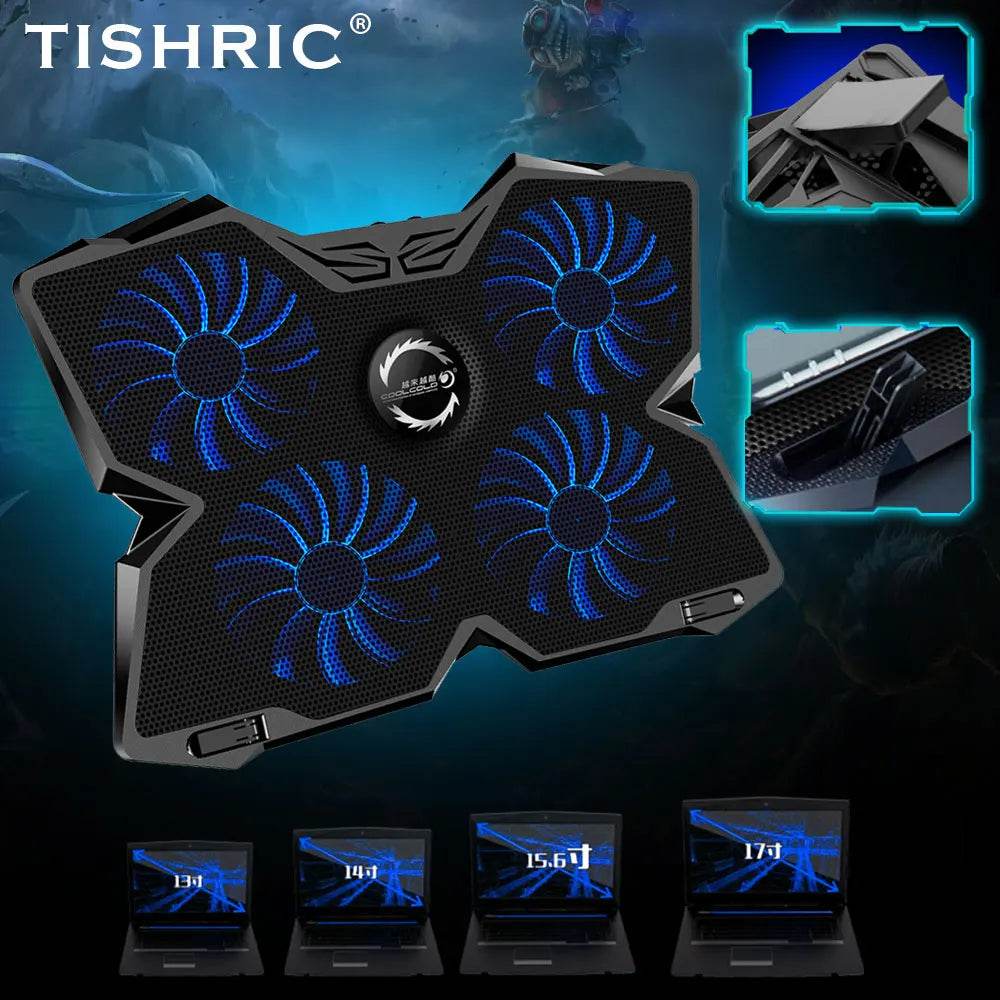 TISHRIC Laptop Cooler Stand cu 4 Ventilatoare pentru Laptop - Venduqo