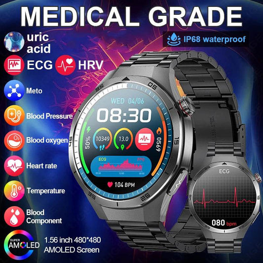 Smart Medical Watch for Men - ECG, PPG & Blood Pressure Monitor