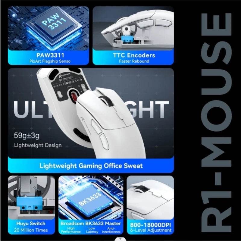Mouse Bluetooth Attack Shark R1 18000dpi - Venduqo