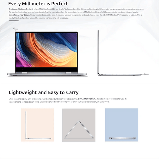 Laptop BMAX Y14 14 Inch Touch 360° 16GB RAM 512GB SSD - Venduqo