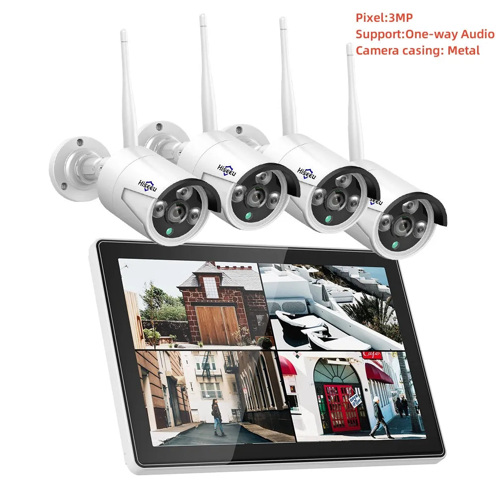 Hiseeu 10CH Wireless Security Camera System with 10.1" Monitor