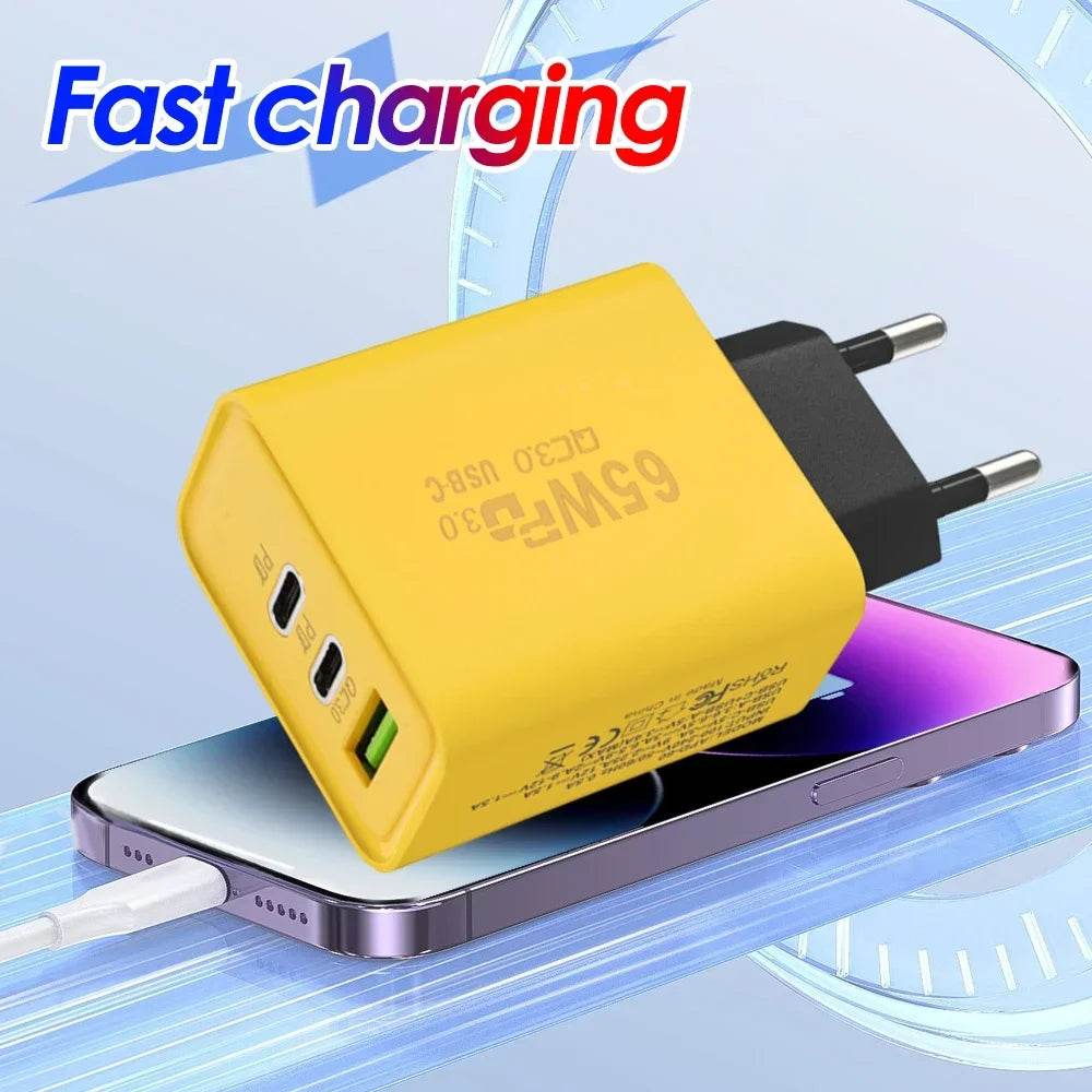 Încărcător 65W cu 3 Porturi USB PD - Încărcare Rapidă - Venduqo