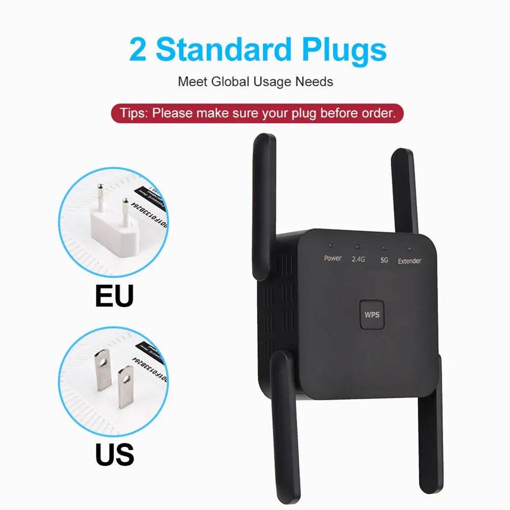 Extensor WiFi FENVI 5GHz AC1200 1200Mbps Negru - Venduqo