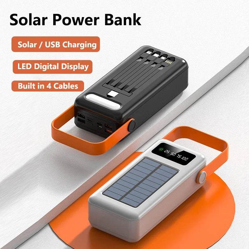 Bancă de Alimentare Solară 50000mAh cu Cablu Integrat - Venduqo