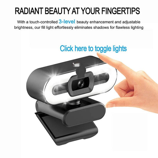 Webcam 4K Ultra HD cu Lumină de Umplere și Autofocus - Venduqo