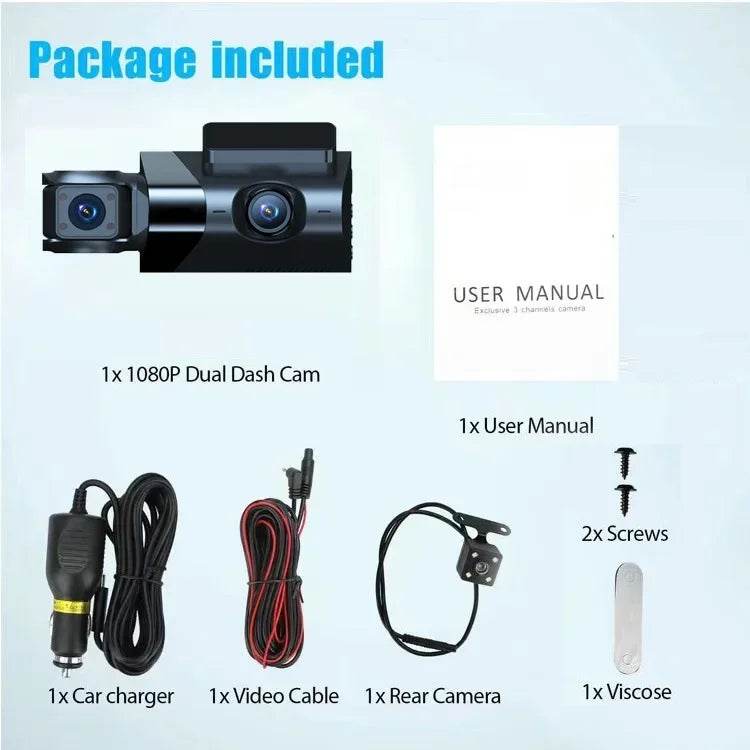 Camera DVR Auto 3 Canale HD 1080P cu 3 Lentile - Venduqo