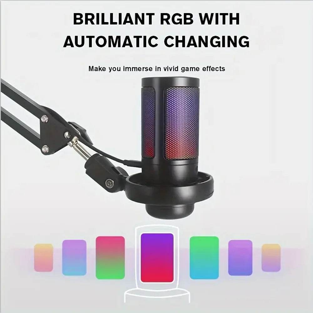 Microfon USB Condensator RGB pentru Gaming si Inregistrari - Venduqo