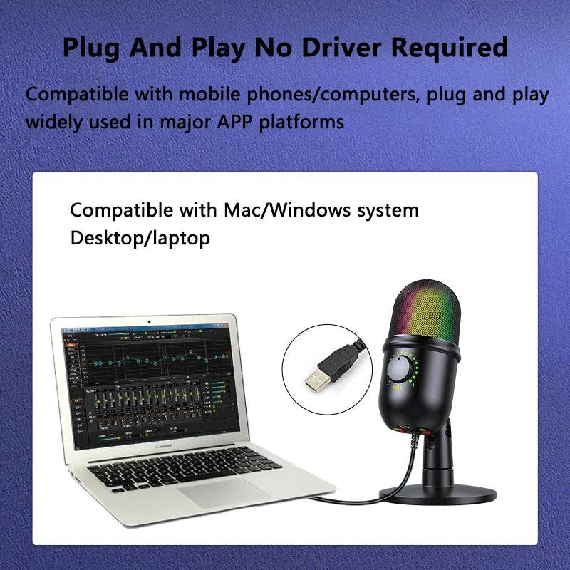 Microfon USB Condensator Profesional pentru PC - Venduqo
