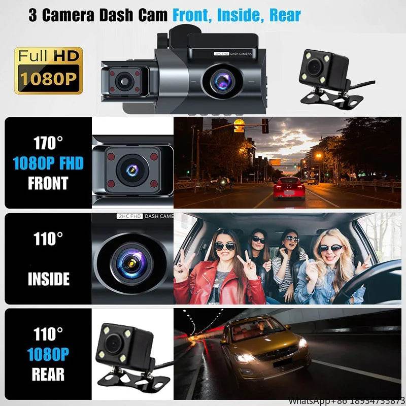 Camera DVR Auto 3 Canale HD 1080P cu 3 Lentile - Venduqo