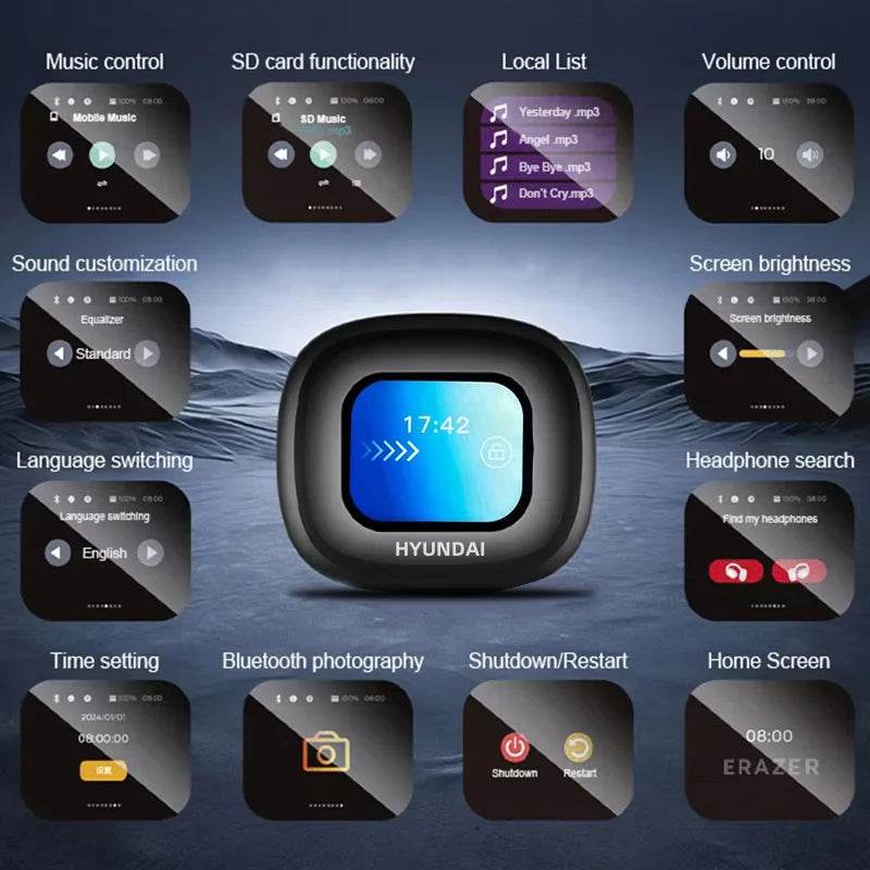 Căști Bluetooth HYUNDAI OpenAir Ultra AI cu Ecran Tactil - Venduqo