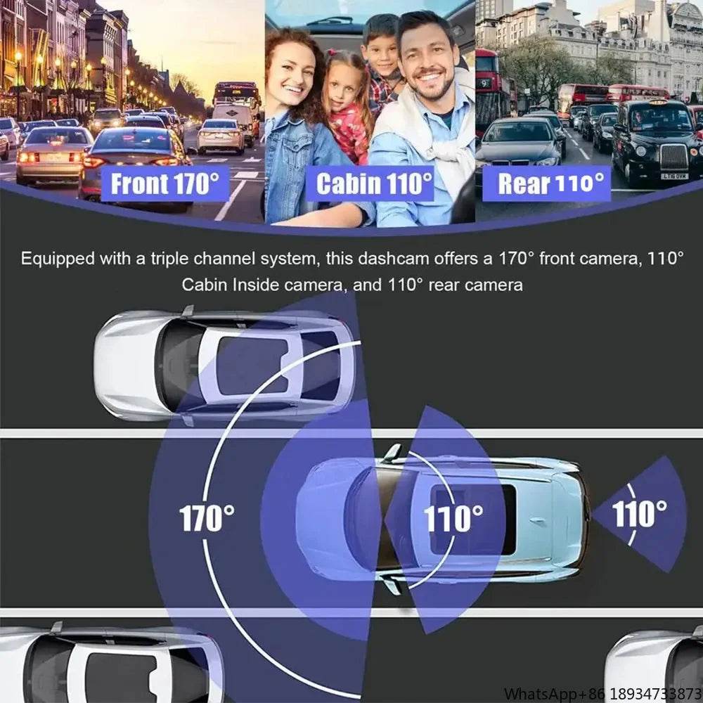Camera DVR Auto 3 Canale HD 1080P cu 3 Lentile - Venduqo