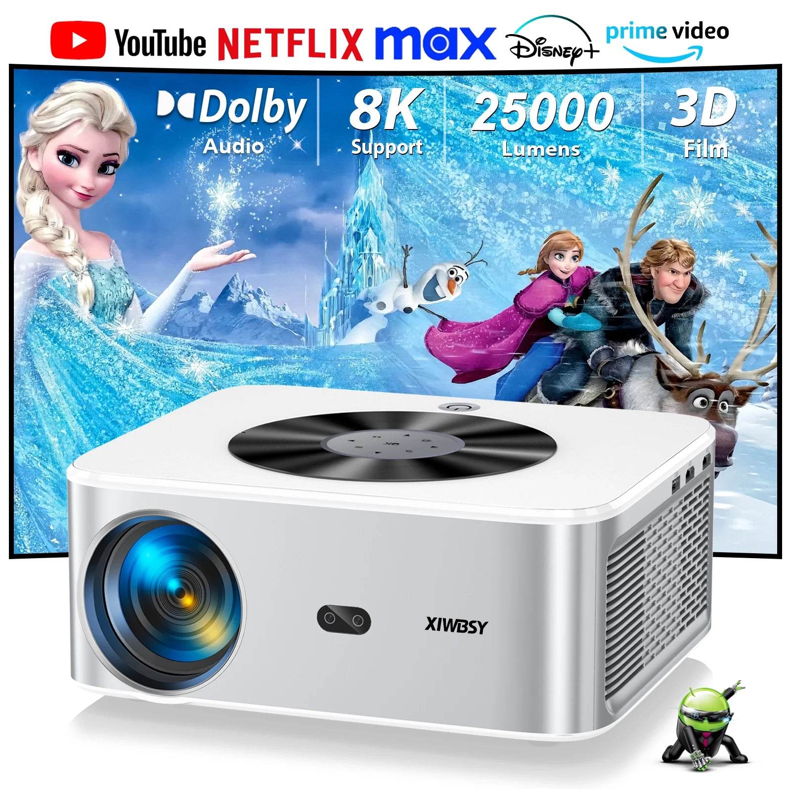 XIWBSY Autofocus Projector 1000ANSI with Bluetooth 5.2