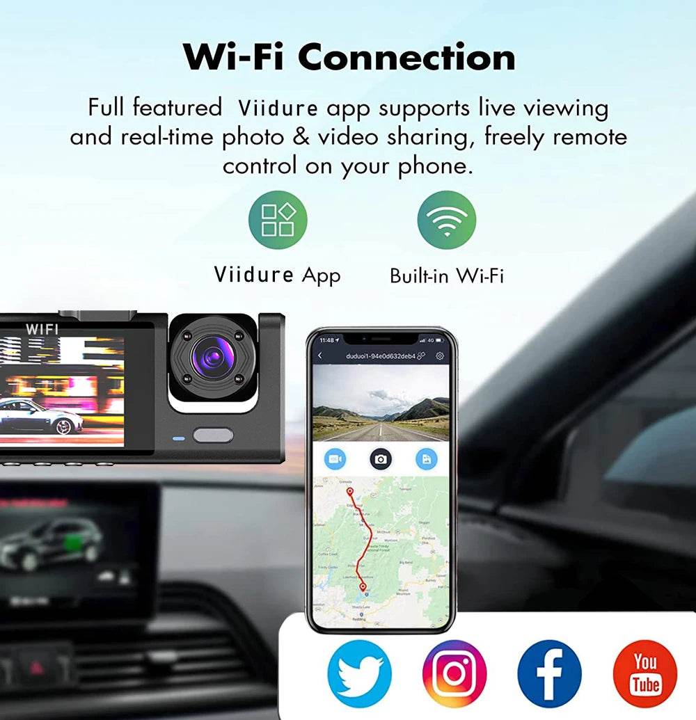 Camera DVR Mini Auto WiFi 3 Canale FHD 1080P - Venduqo