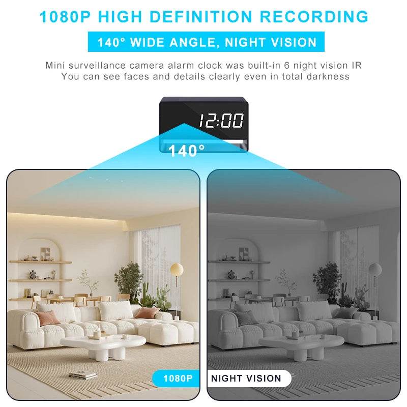 Ceas Alarmă Mini WiFi cu Cameră 1080P HD - Venduqo