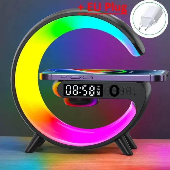 Stație de Încărcare Wireless Multifuncțională cu Alarmă și Boxă Bluetooth RGB - Venduqo