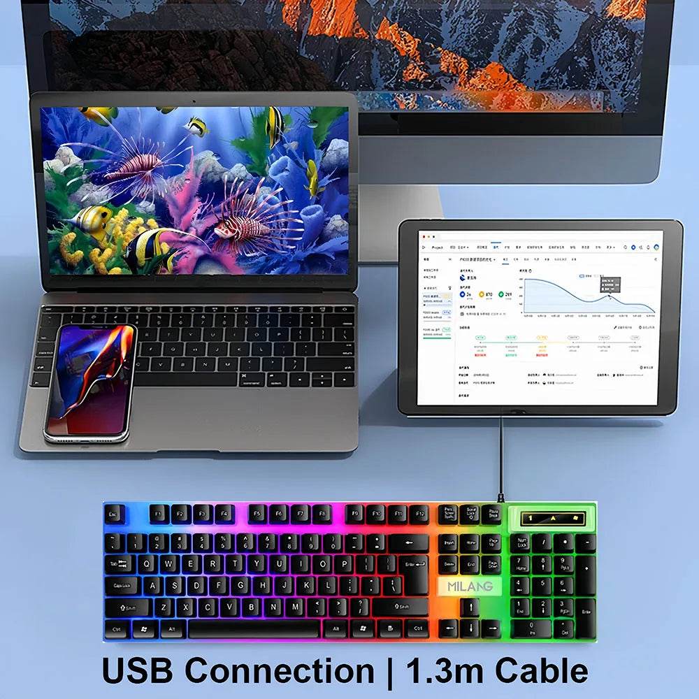 Tastatură USB Wired RGB 104 Taste pentru Gaming - Venduqo